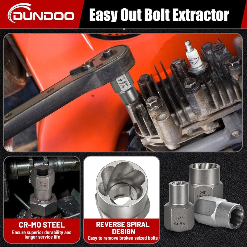 DUDDOO 30PCS Screw Extractor Set & Bolt Extractor Set, Left Hand Drill Bit Set, Easy Out Extractor Set，Stripped Bolt Remover Tools，Cobalt HSS Steel Kit for Damaged, Rounded-Off Bolts, Screws, Nuts, Studs - Image 3